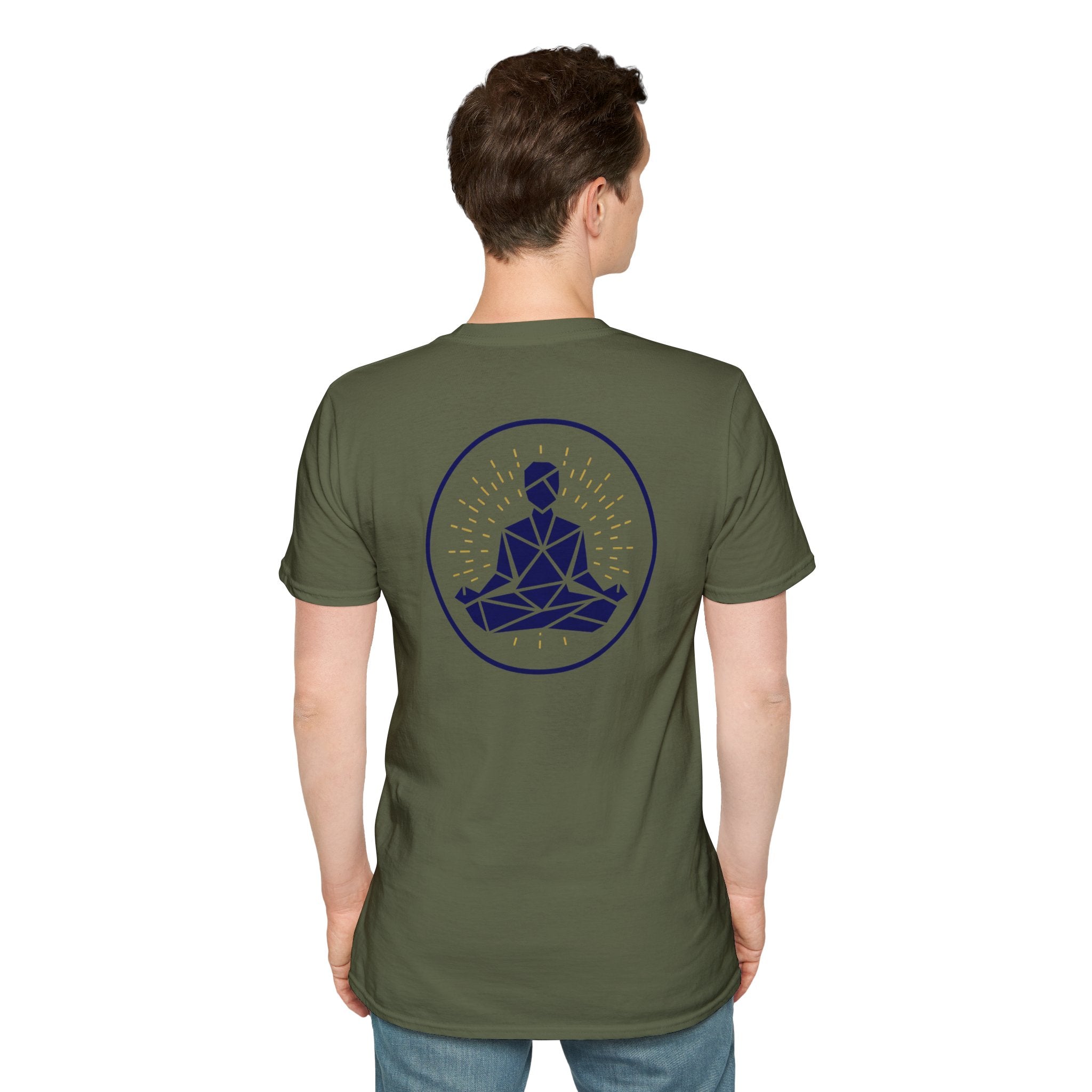 Blue Yogi With Radiating Light  Tee - Back Only Design