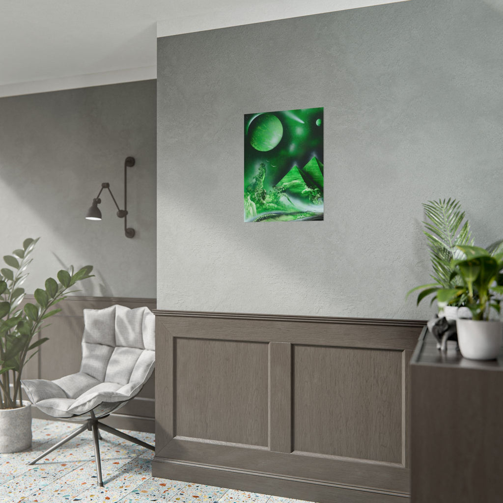 Spray Paint Art Green Cosmic Pyramids Poster