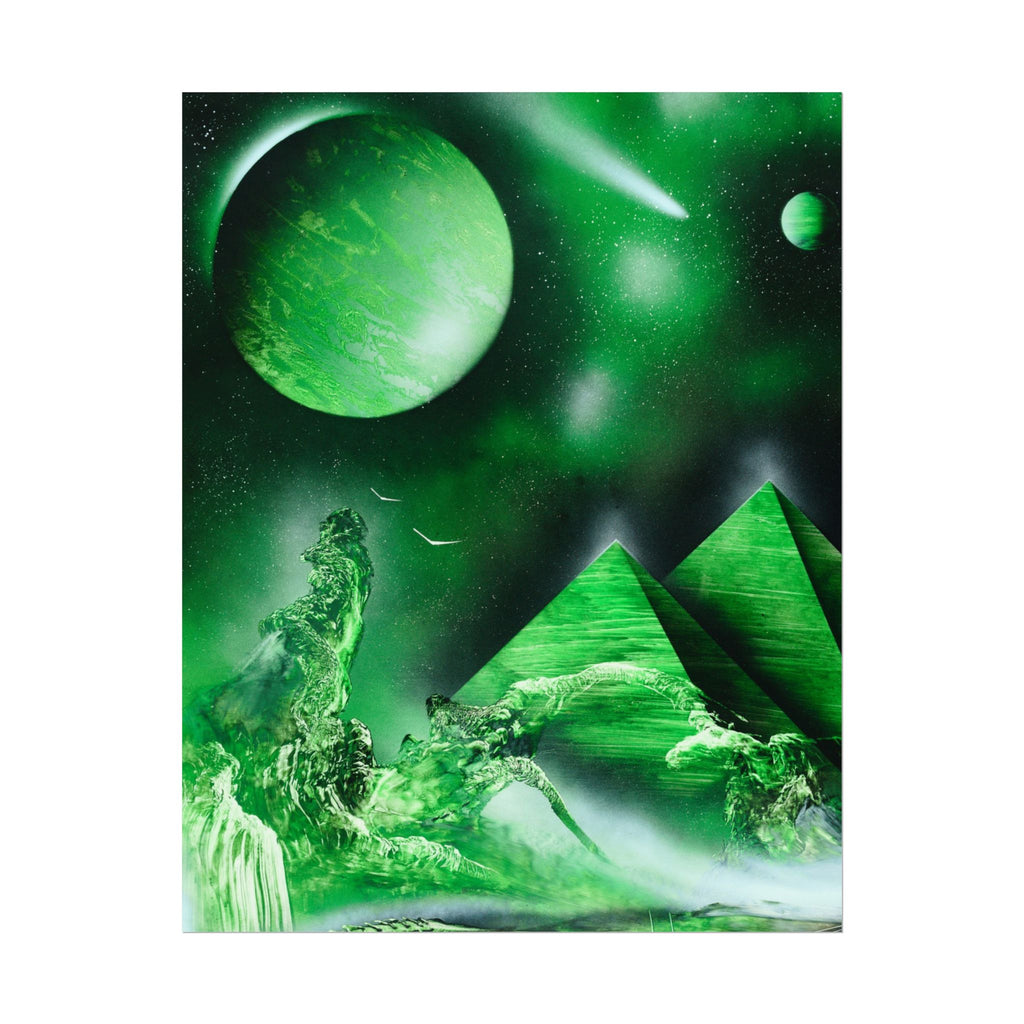 Spray Paint Art Green Cosmic Pyramids Poster