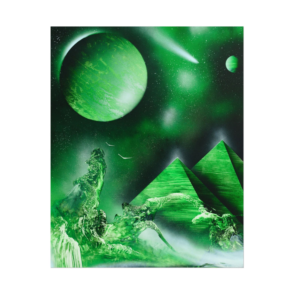 Spray Paint Art Green Cosmic Pyramids Poster