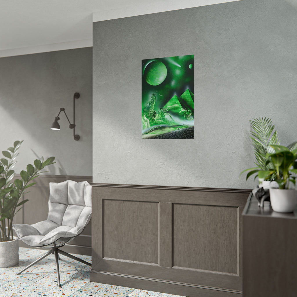 Spray Paint Art Green Cosmic Pyramids Poster