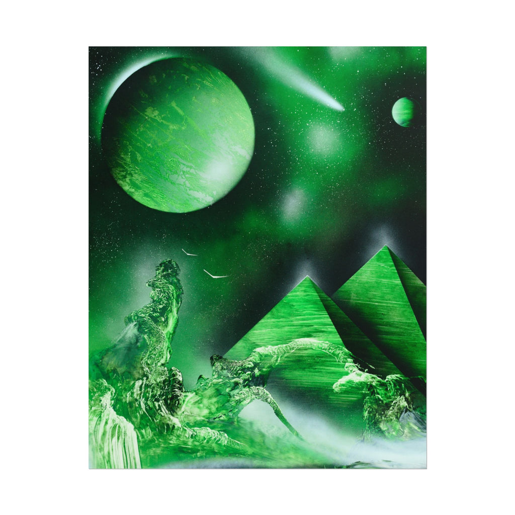 Spray Paint Art Green Cosmic Pyramids Poster